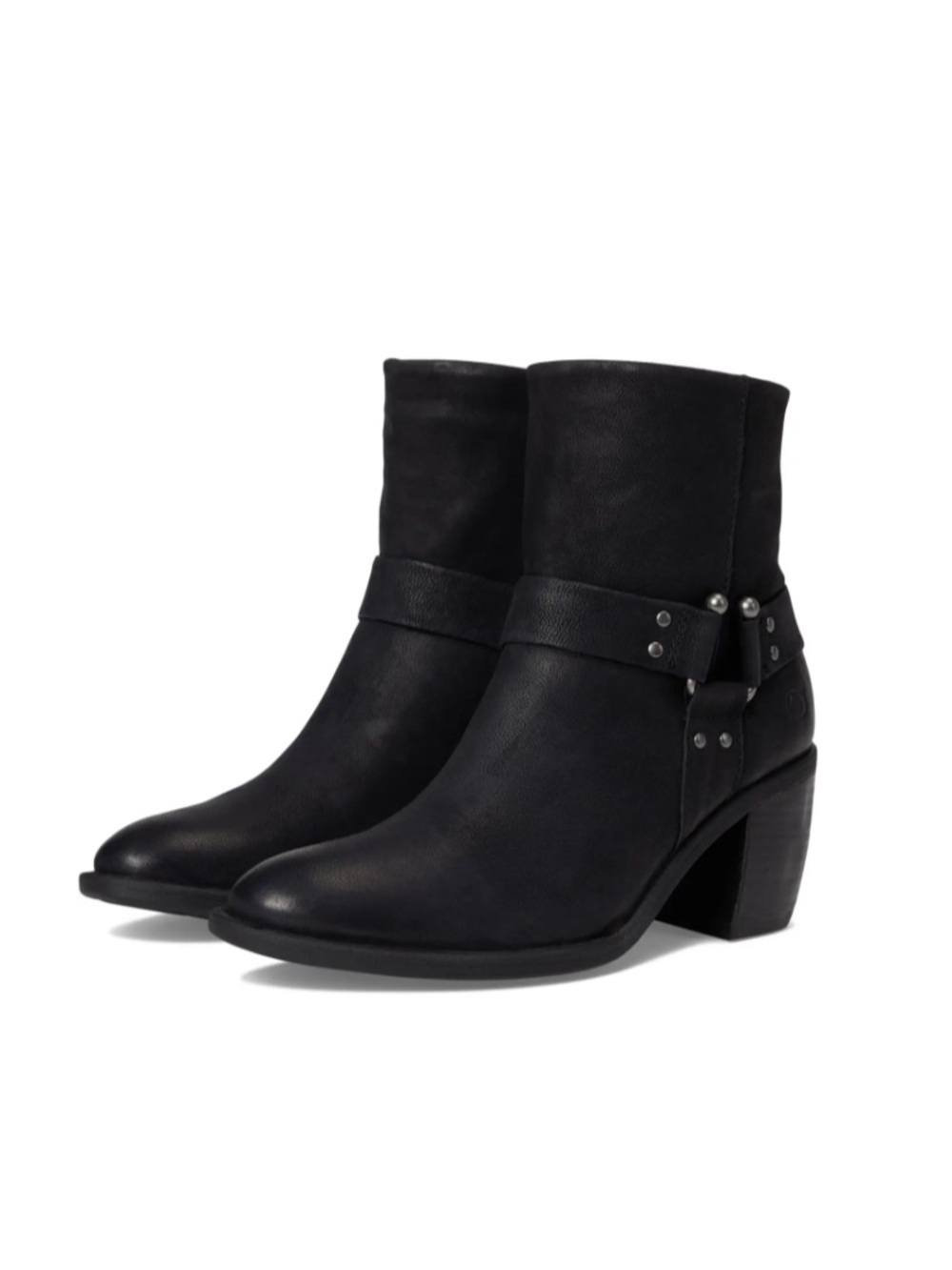 Born Dakota Black Soft Leather Distressed Harness Boots NWT